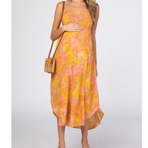 Lush waverleigh yellow floral sweetheart maxi dress